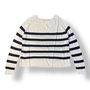 Zara Black and White Striped Lightweight Sweater Size‎ M Classic Preppy Casual